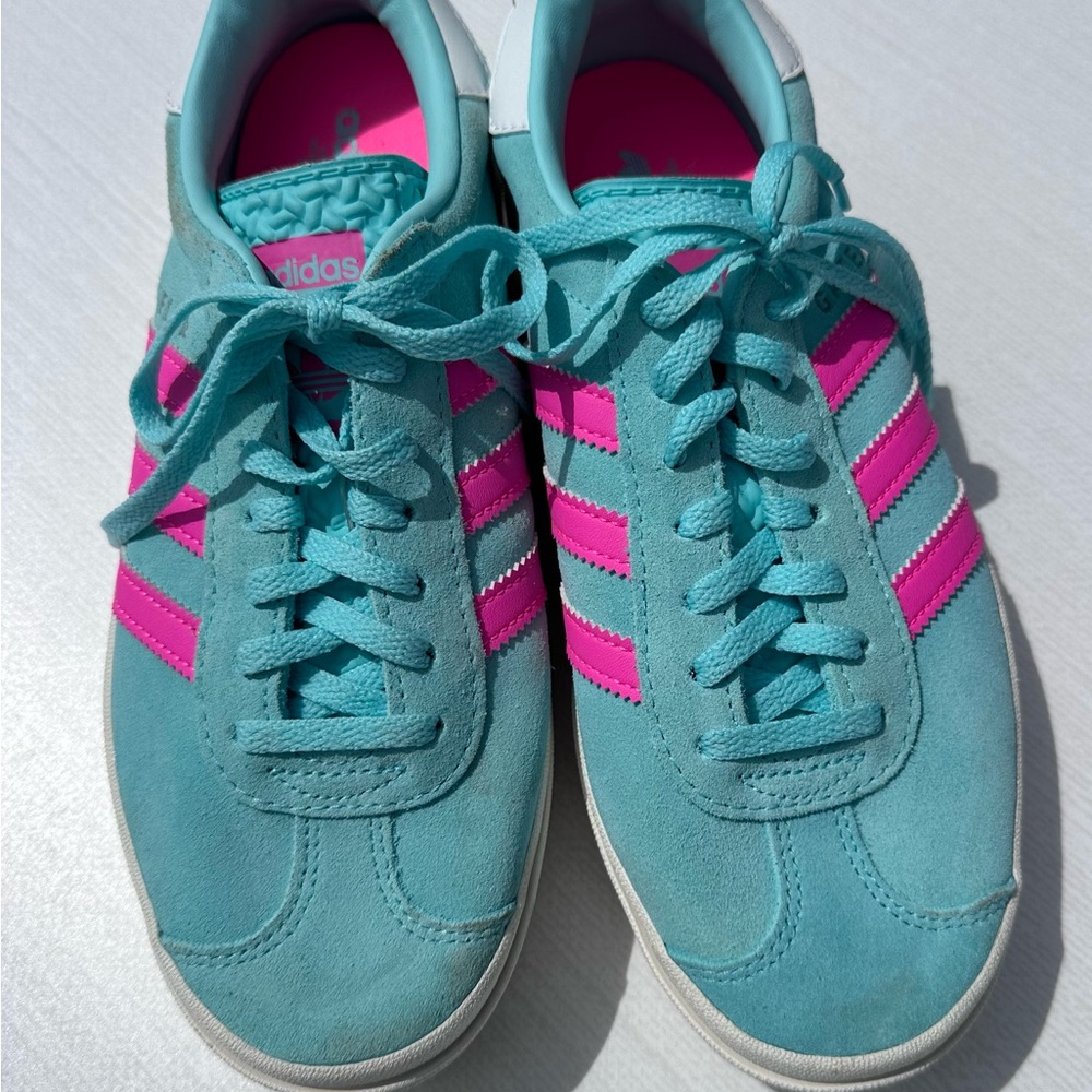 Adidas Women's Teal and Pink Gazelle Sneakers